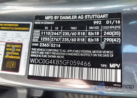 2016 Mercedes-Benz Glc 300 4Matic from USA, damaged, VIN WDC0G4KB5GF059466